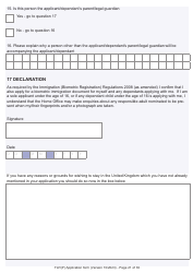 Form FLR(P) Application for an Extension of Stay in the UK as a Child Under the Age of 18 of a Relative With Limited Leave to Enter or Remain in the UK as a Refugee or Beneficiary of Humanitarian Protection and for a Biometric Immigration Document - United Kingdom, Page 21