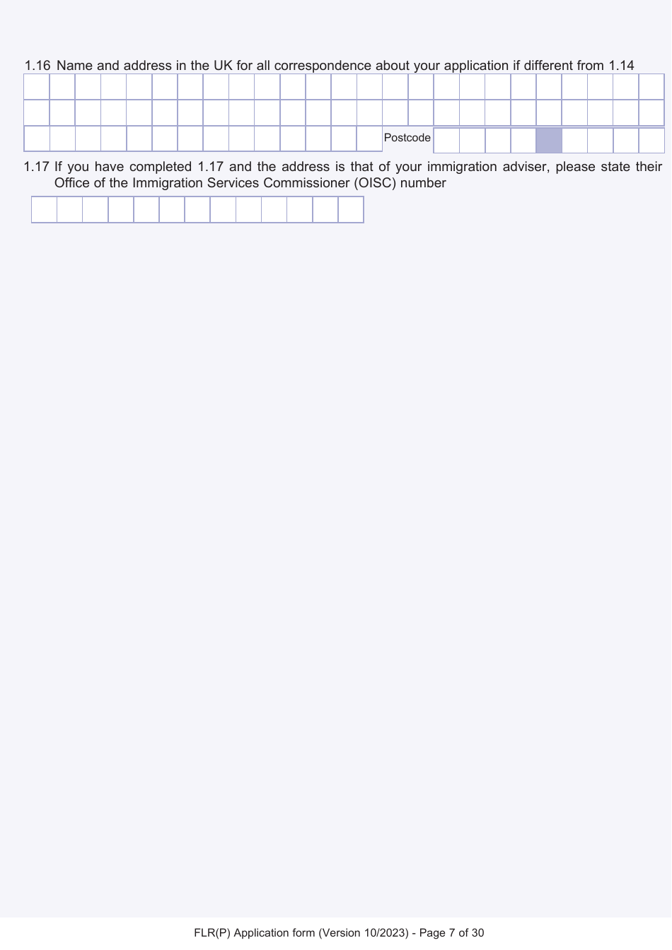 Form FLR(P) Application for an Extension of Stay in the UK as a Child Under the Age of 18 of a Relative With Limited Leave to Enter or Remain in the UK as a Refugee or Beneficiary of Humanitarian Protection and for a Biometric Immigration Document - United Kingdom, Page 7