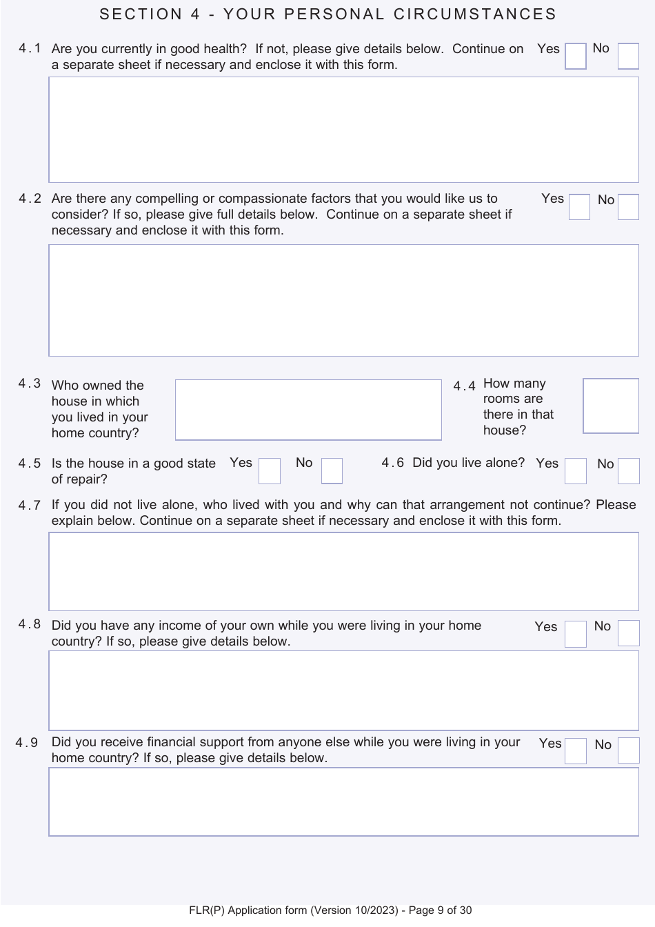 Form FLR(P) Application for an Extension of Stay in the UK as a Child Under the Age of 18 of a Relative With Limited Leave to Enter or Remain in the UK as a Refugee or Beneficiary of Humanitarian Protection and for a Biometric Immigration Document - United Kingdom, Page 9