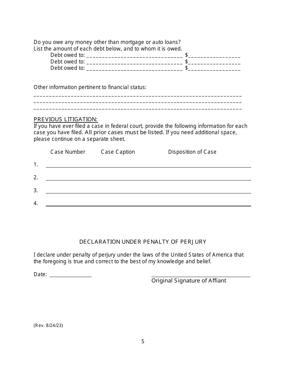 Motion for Leave to Proceed in Forma Pauperis Pursuant to 28 U.s.c. 1915 - Social Security Disability Appeal - Connecticut, Page 5