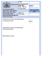 Form N1 Claim Form (Cpr Part 7) (Large Print) - United Kingdom