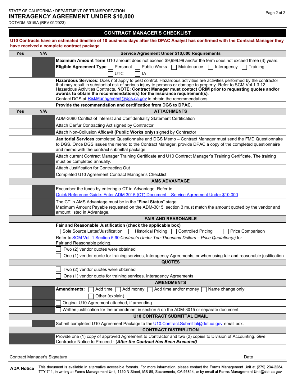 Form DOT ADM-3015IA Interagency Agreement Under $10,000 - California, Page 5