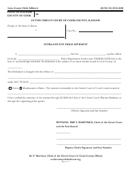 Document preview: Form CCG0698 Intra-county Hold Affidavit (Felony or /Misdemeanor) - Cook County, Illinois