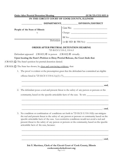 Form CCG0153  Printable Pdf