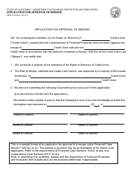 Document preview: Form DFPI-310 Application for Approval of Merger - California