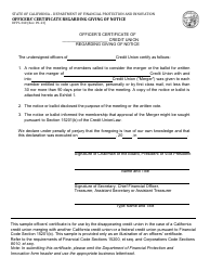 Document preview: Form DFPI-340 Officers' Certificate Regarding Giving of Notice - California