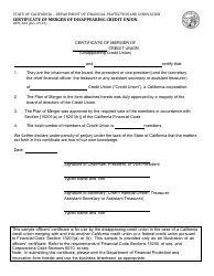 Document preview: Form DFPI-360 Certificate of Merger of Disappearing Credit Union - California