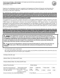 Form DFPI-801 Consumer Complaint Form - California