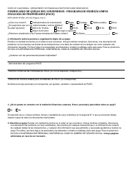 Formulario DFPI-801D Formulario De Quejas Del Consumidor - Programa De Energia Limpia Evaluada De Propiedades (Pace) - California (Spanish), Page 2