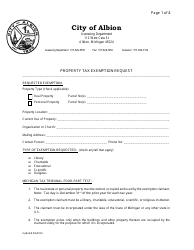Property Tax Exemption Request - City of Albion, Michigan