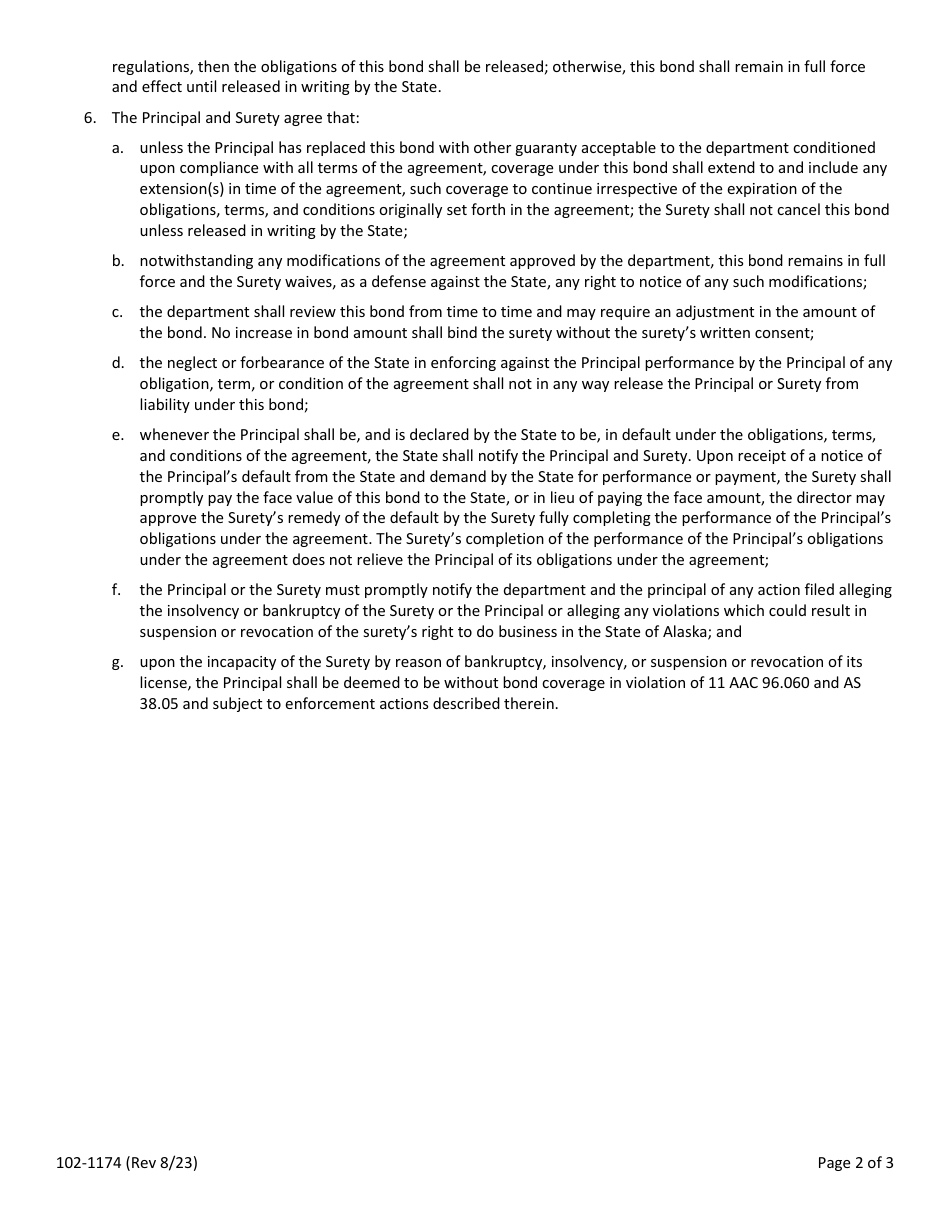 Form 102-1174 Land Use Performance Guaranty (Corporate Surety) - Alaska, Page 3