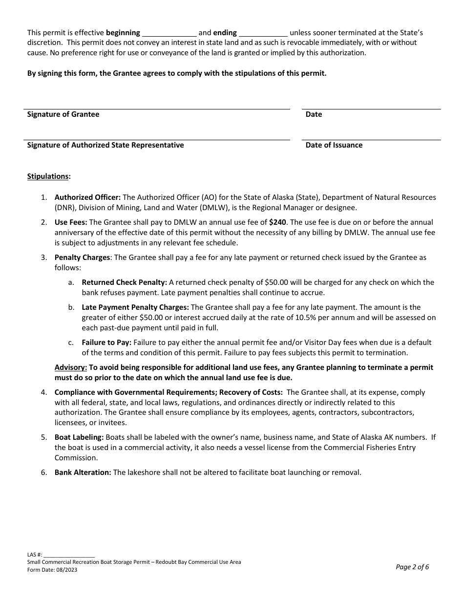 Small Boat Storage Permit With Non-commercial Fee - Redoubt Bay Critical Habitat Area and Trading Bay State Game Refuge - Alaska, Page 2