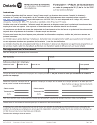 Forme 1 (1552F) Preavis De Licenciement En Vertu Du Paragraphe 58 (2) De La Loi De 2000 Sur Les Normes D&#039;emploi - Ontario, Canada (French)