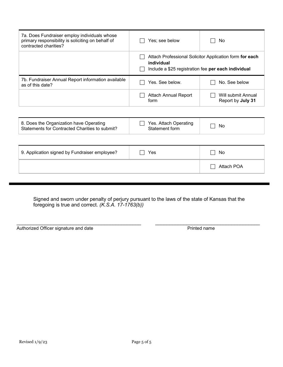 Professional Fundraiser Application - Kansas, Page 6