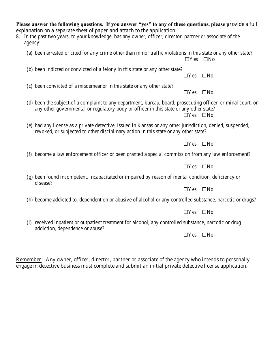 Agency License - Renewal Application - Kansas, Page 5