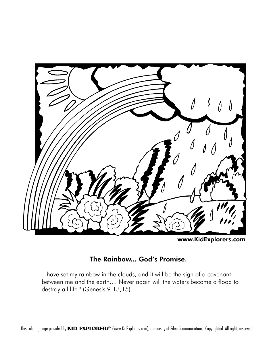 Rainbow Gods Promise Coloring Page, Page 1