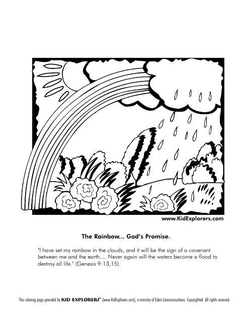 Rainbow God's Promise Coloring Page Download Pdf