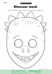 Document preview: Dinosaur Mask Coloring Template