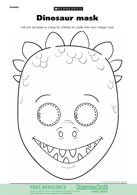 Dinosaur Mask Coloring Template Download Pdf