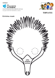 Document preview: Echidna Mask Coloring Template