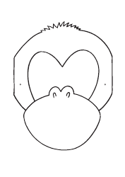 Monkey Mask Coloring Template - Black and White, Page 2
