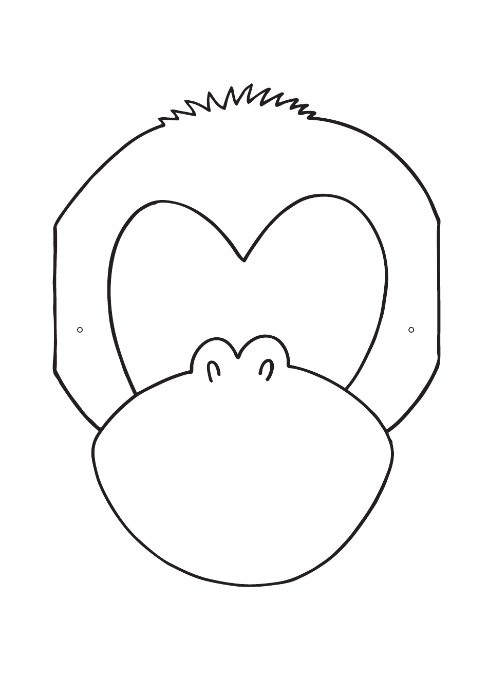 Monkey Mask Coloring Template - Black and White Download Printable PDF ...