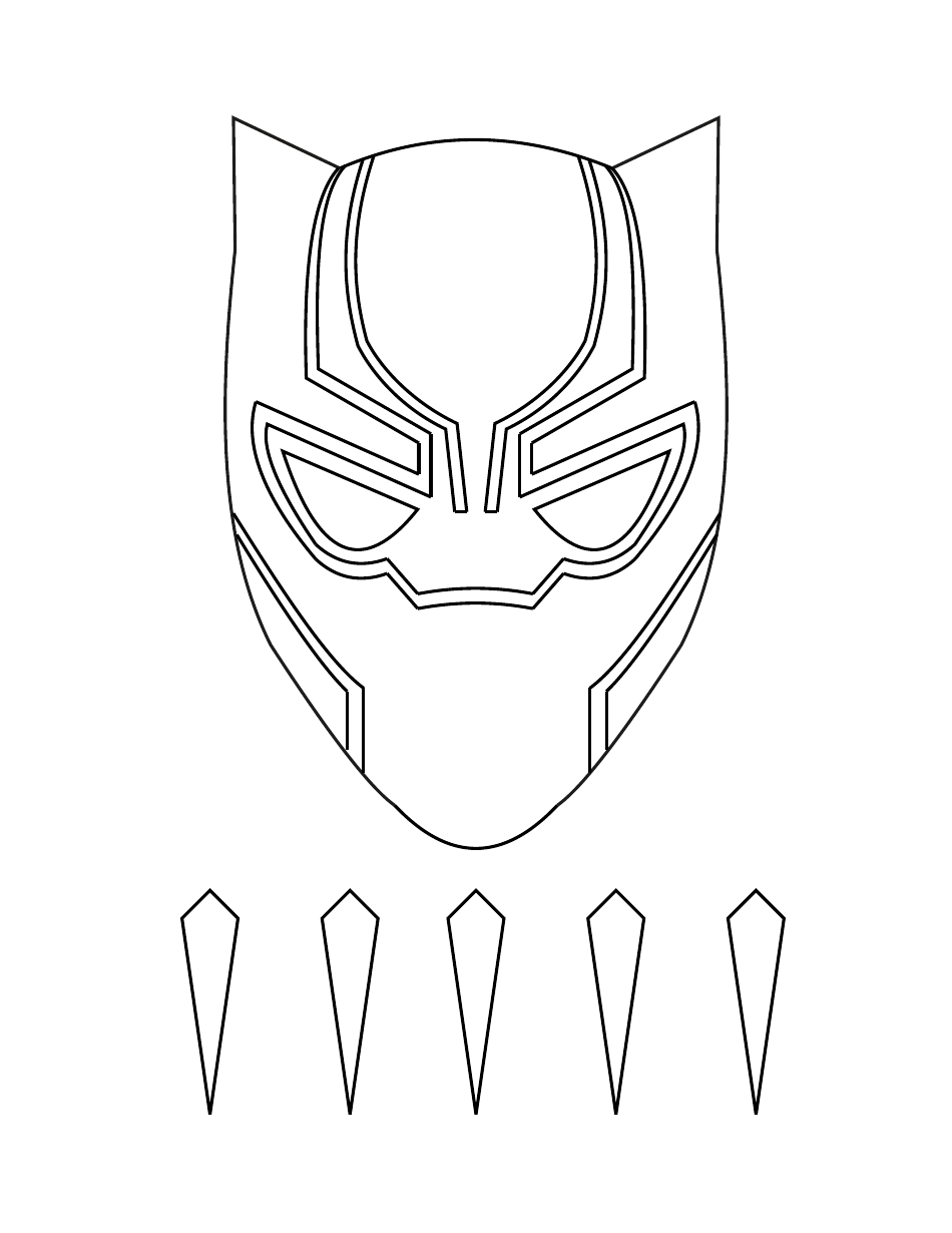 Black Panther Mask Coloring Template, Page 1