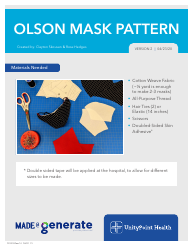 Document preview: Olson Mask Sewing Pattern Template