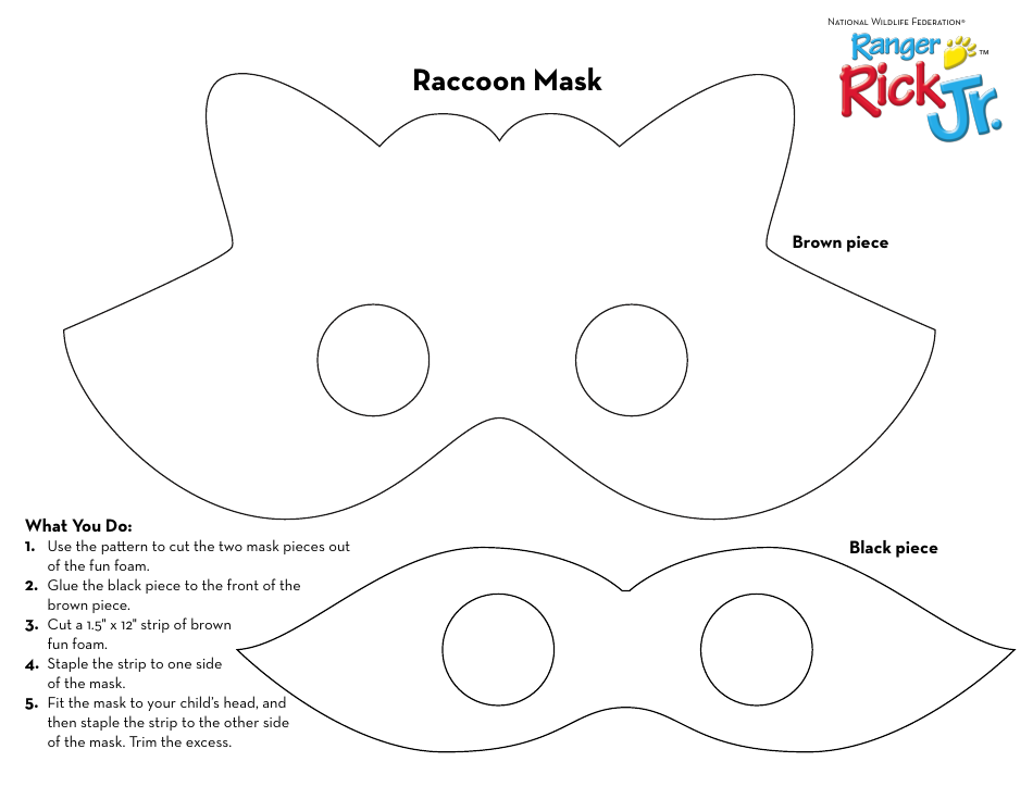 Raccoon Mask Template - Ranger Rick Jr., Page 1