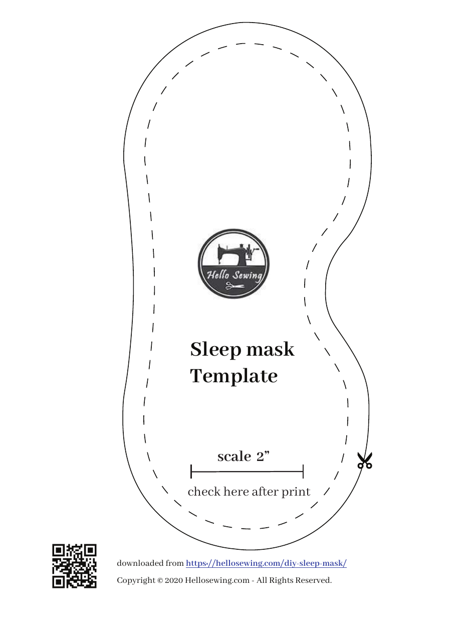 Sleep Mask Sewing Template, Page 1