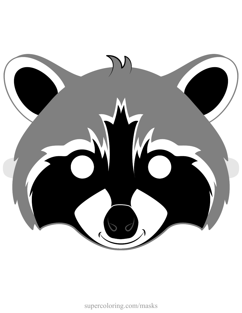 Raccoon Mask Template - Grey, Page 1