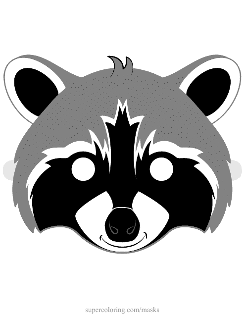 Raccoon Mask Template - Grey