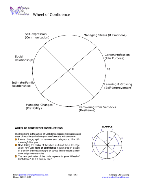 Wheel of Confidence Self-coaching Template Download Pdf