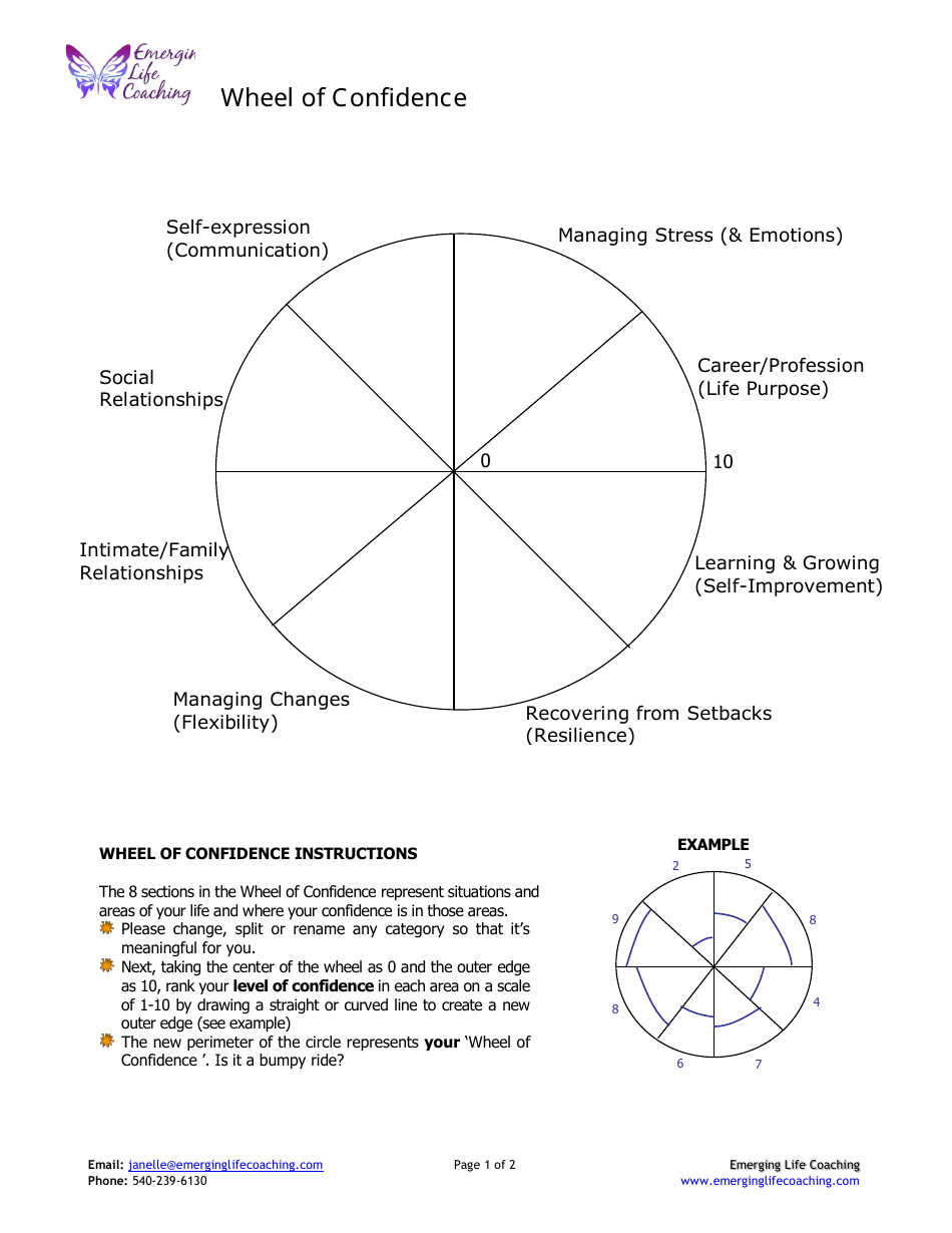 Wheel of Confidence Self-coaching Template Download Printable PDF ...