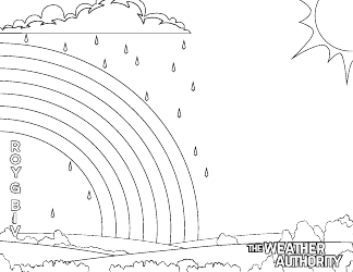 Document preview: Rainbow and Rain Coloring Page
