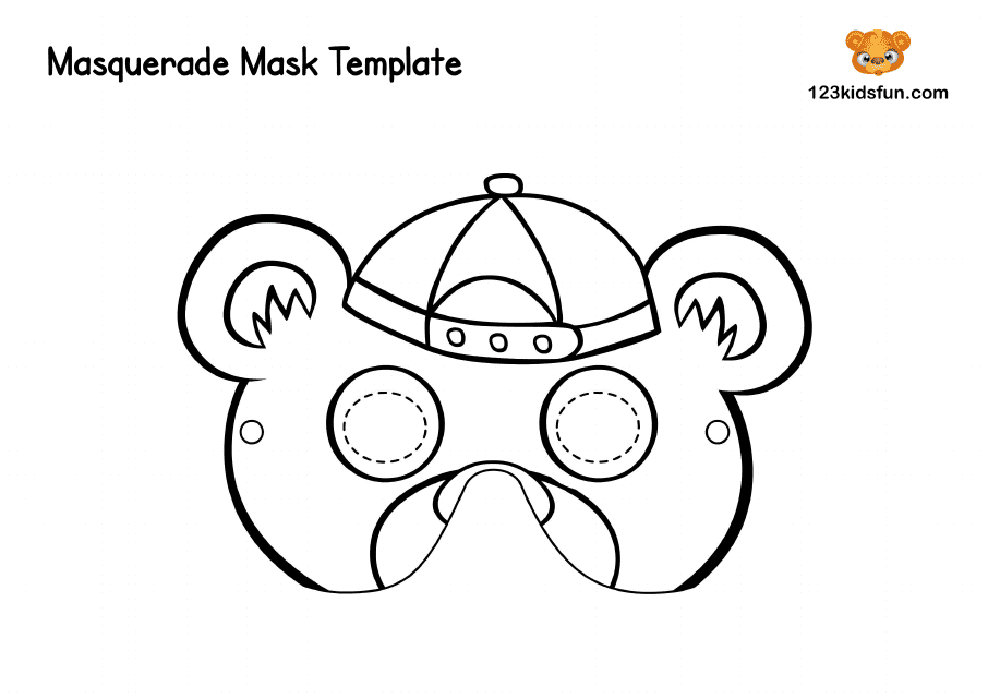 Masquerade Mask Coloring Template - Bear