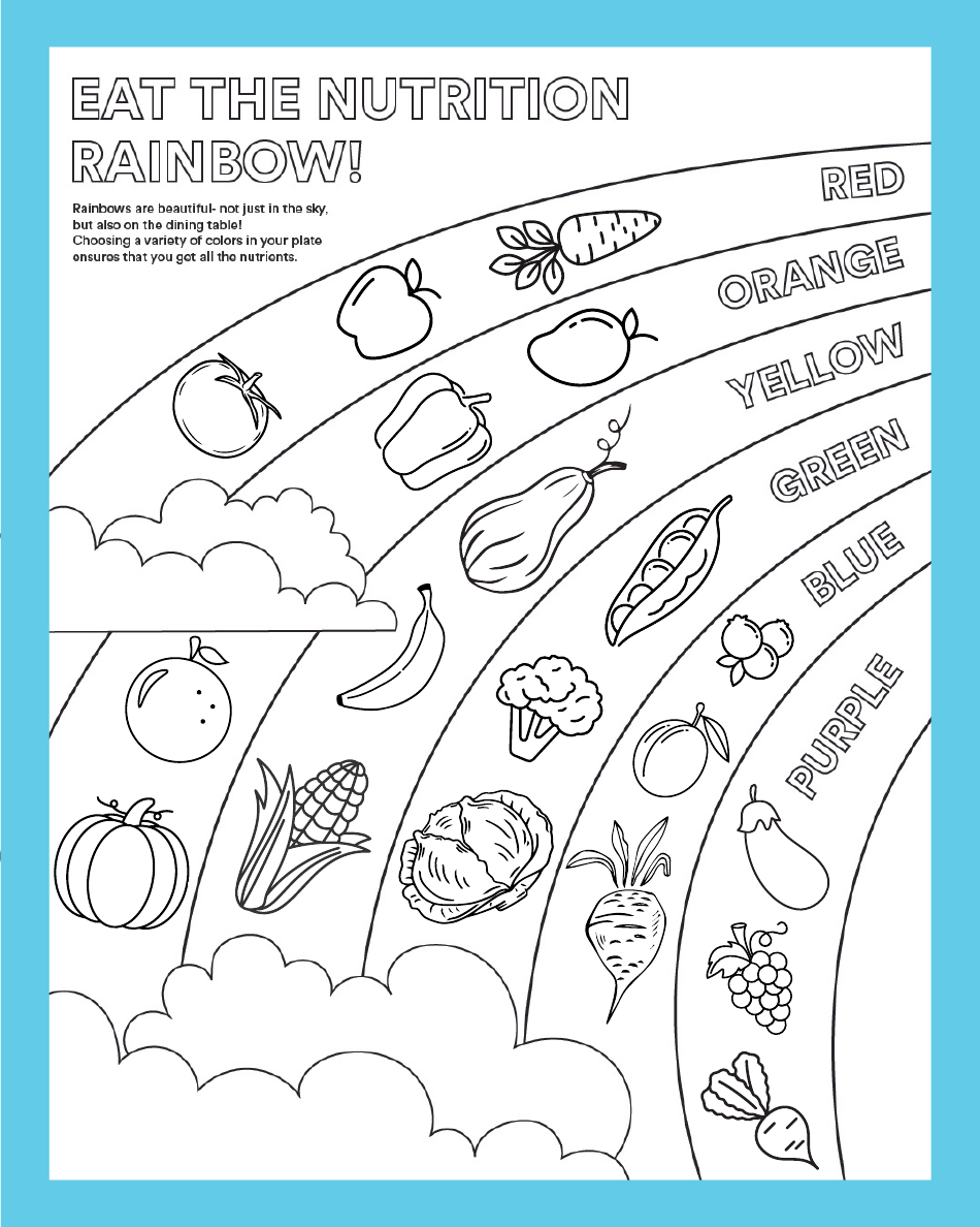 Nutrition Rainbow Coloring Page, Page 1
