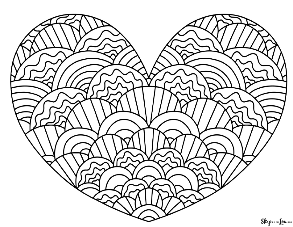 Heart Shape Ornament Coloring Page, Page 1