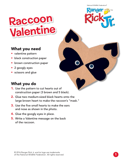 Raccoon Valentine Pattern Template