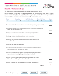 Teen Wellness Self-assessment Worksheet, Page 3