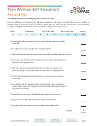 Teen Wellness Self-assessment Worksheet, Page 4