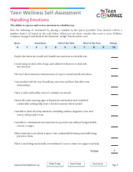 Teen Wellness Self-assessment Worksheet, Page 5