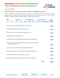 Teen Wellness Self-assessment Worksheet, Page 6