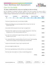 Teen Wellness Self-assessment Worksheet, Page 8