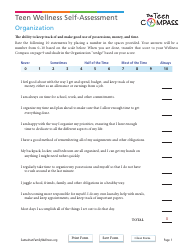 Document preview: Teen Wellness Self-assessment Worksheet