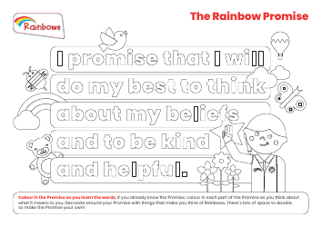 Document preview: Rainbow Promise Coloring Page