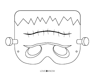 Document preview: Halloween Frankenstein Mask Coloring Template