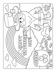 Document preview: St. Patrick's Day Coloring Page - Leprechaun and Rainbow
