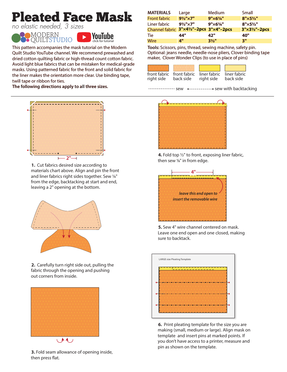 Pleated Face Mask Template Download Printable PDF Templateroller