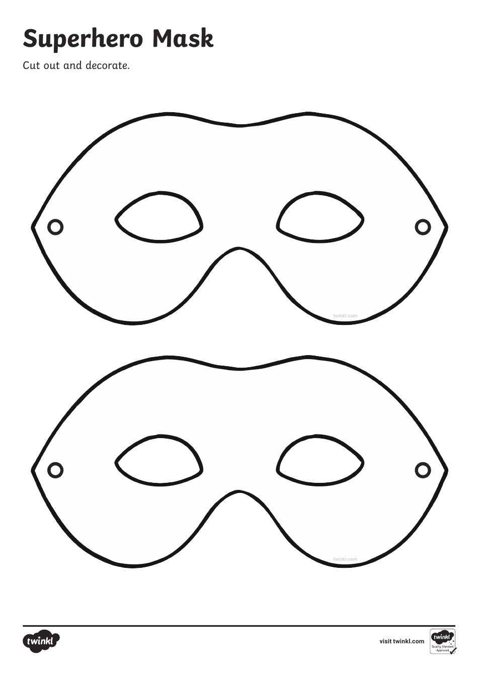 Superhero Mask Coloring Template - Preview image category